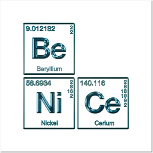 Element Of Being Nice Periodic Table blue metallic Posters and Art